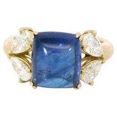 Sapphire Sugarloaf Diamond Engagement Ring Royal Blue Sapphire ~4.81ctw Sz 5.5