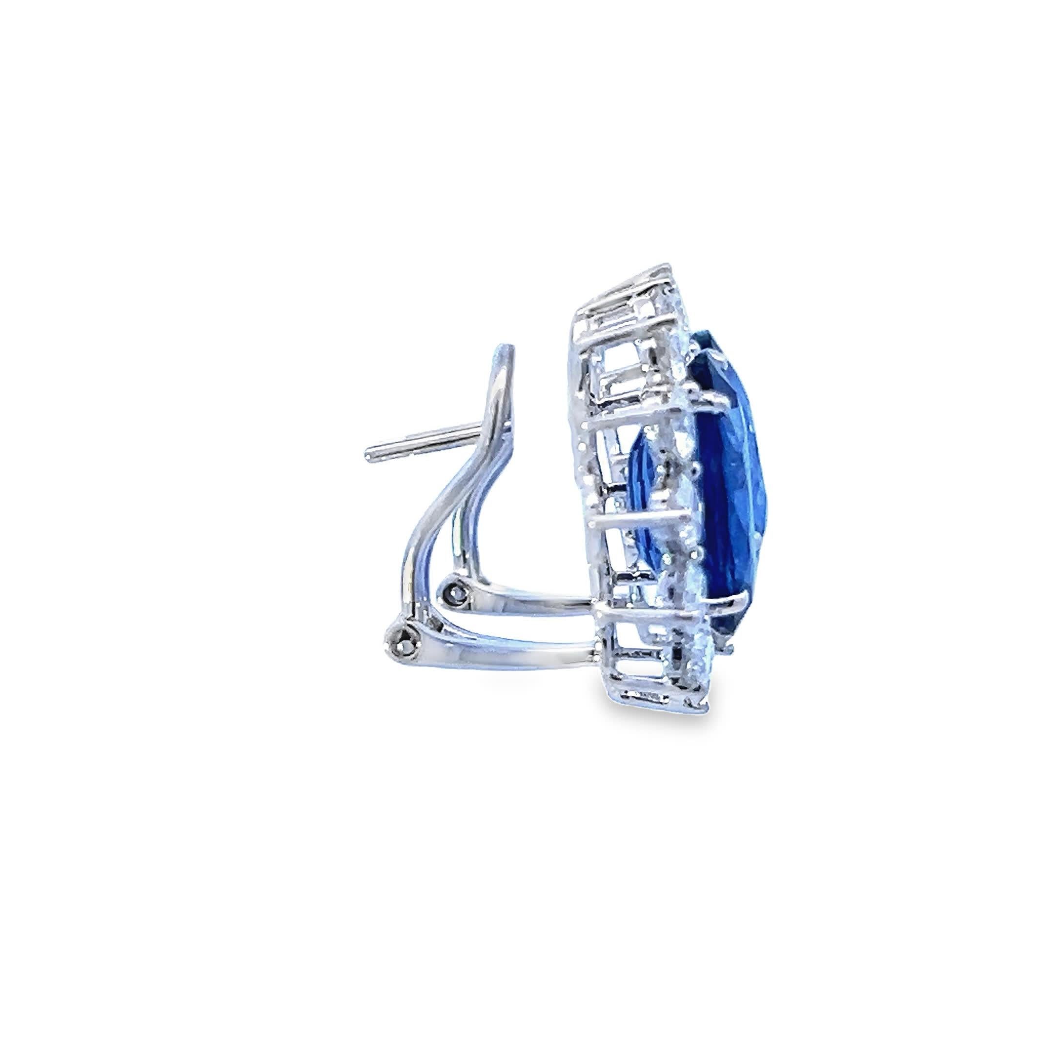 Sapphire Sunburst Earrings In New Condition For Sale In Great Neck Plaza, NY