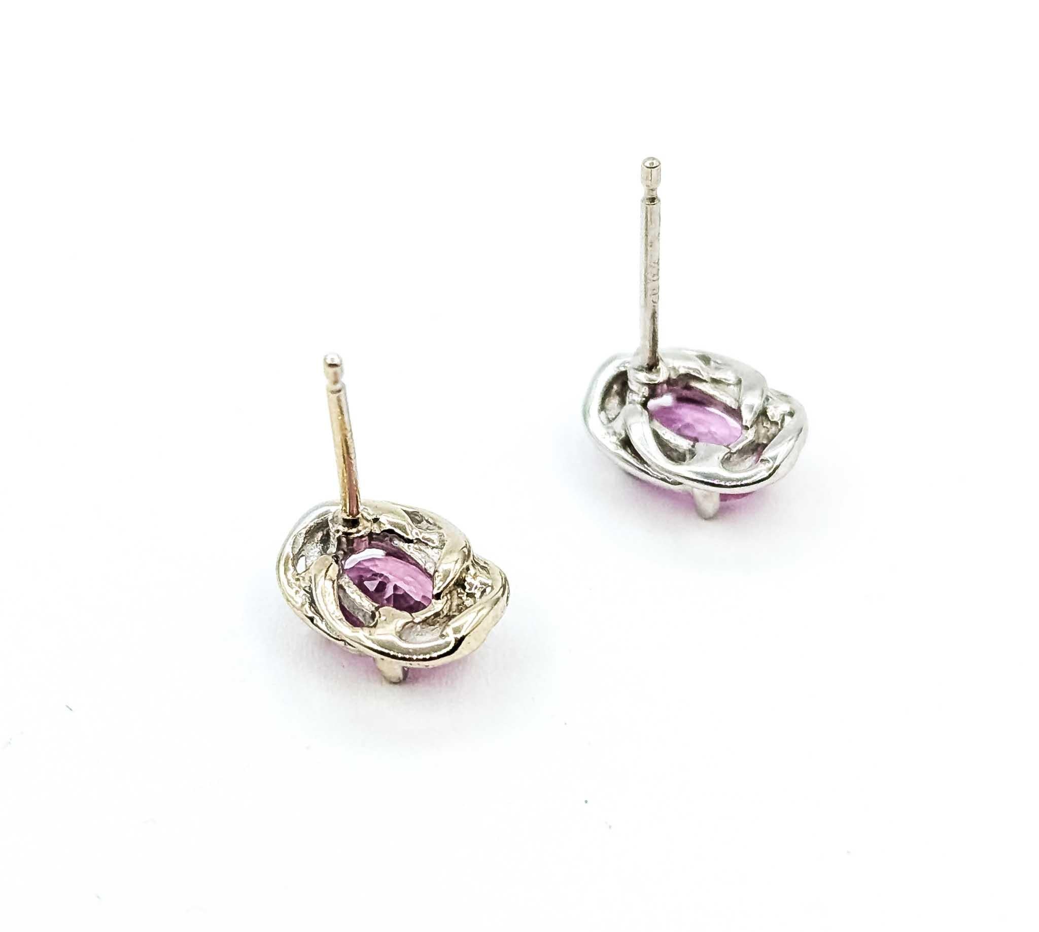 Orecchini a spirale con zaffiro in oro bianco 14k in vendita 1
