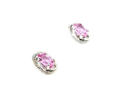 Sapphire Swirl Stud Earrings in 14k White Gold