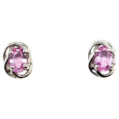 Sapphire Swirl Stud Earrings in 14k White Gold