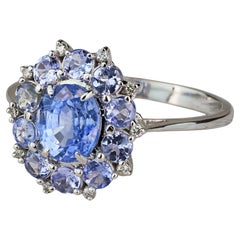 Zafiro, tanzanitas Anillo de oro macizo de 14k.