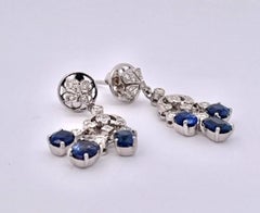 Sapphire Tassel Drop Earrings in 18K White Gold, 2.20ct Sapphires