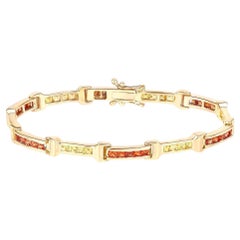 Bracciale tennis zaffiro giallo arancio 6,48 carati totali placcato oro giallo 14K