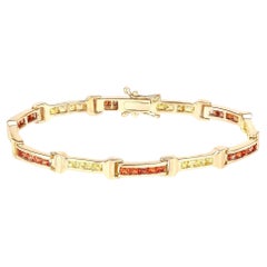 Bracciale tennis zaffiro giallo arancio 6,48 carati totali placcato oro giallo 14K