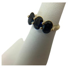 Sapphire three stone ring 18KT yellow gold sapphire engagement ring