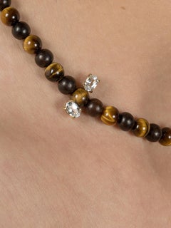 Sapphire & Tiger's Eye 9kt Gold Collar Necklace
