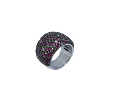 Saphir Turmalin Paveè Total 5,36 Karat Weißgold Ring von Wagner Preziosen