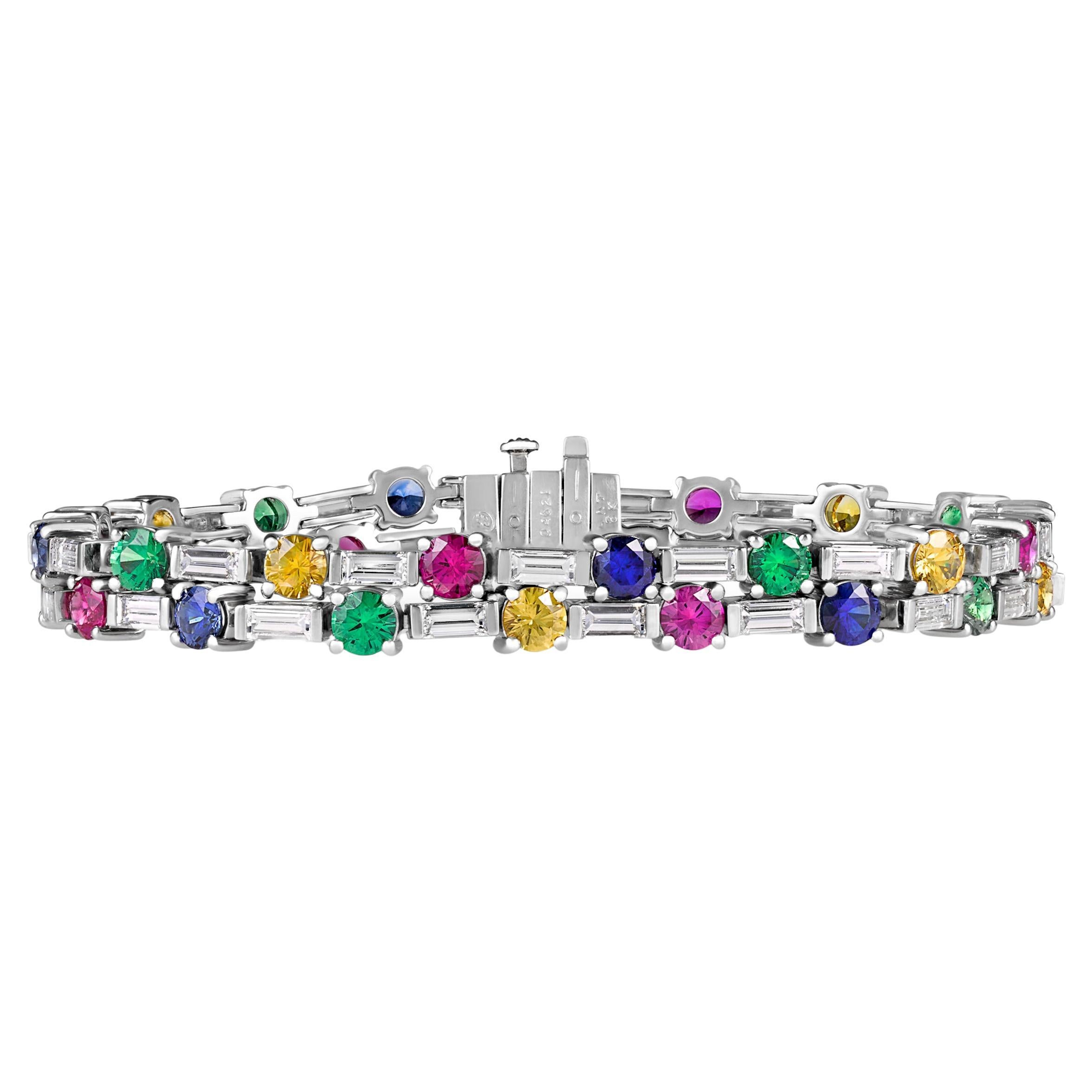 Sapphire, Tsavorite and Diamond Bracelet by Oscar Heyman