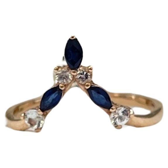 Sapphire V ring 18KT rose gold Marquise sapphire ring V ring wedding band