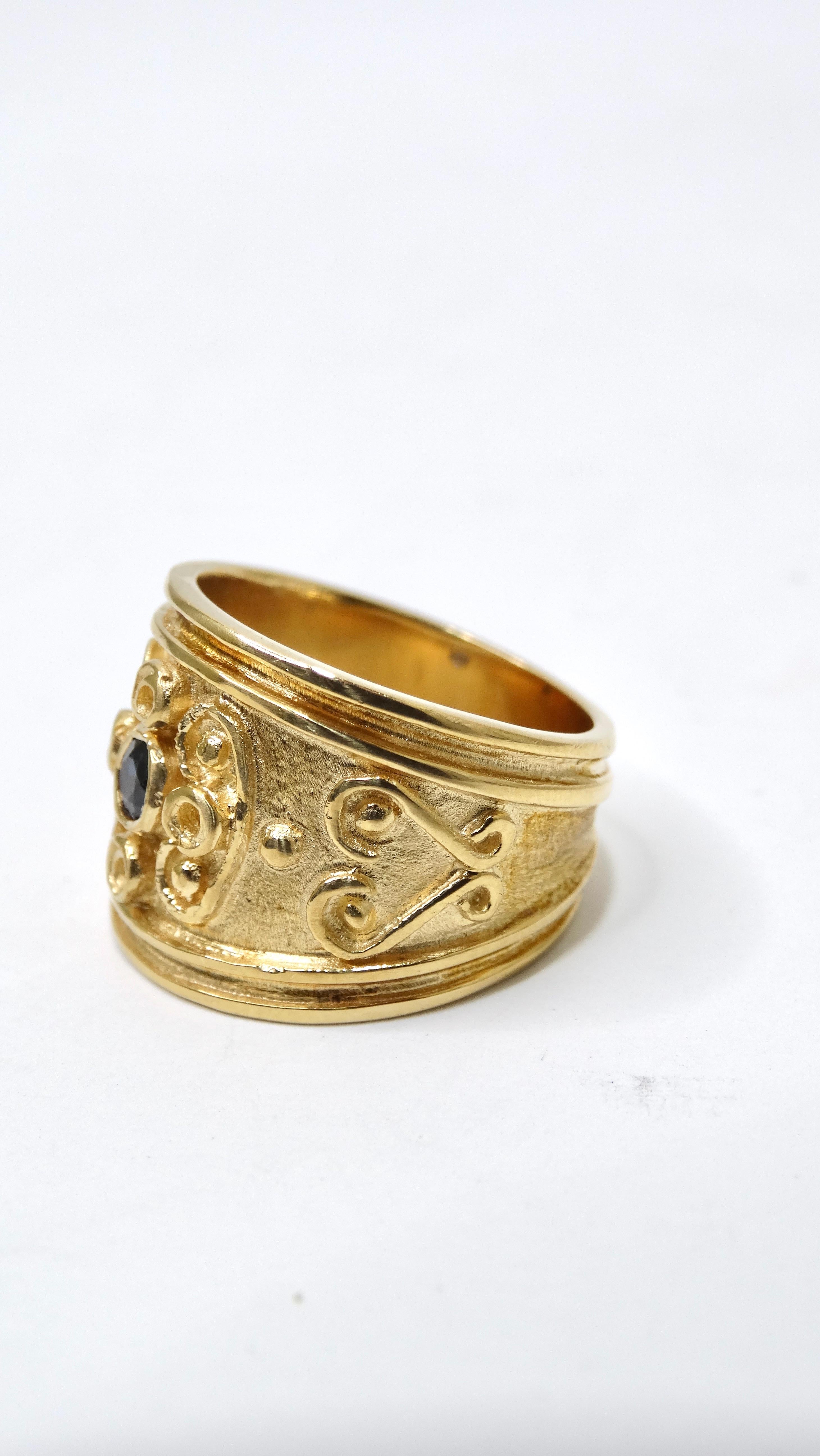 da uomo o donna Anello vittoriano con zaffiro in oro 18 carati in vendita