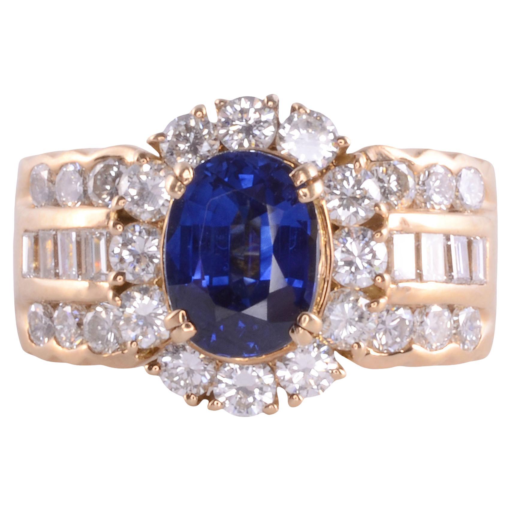 Sapphire & VS Diamond 18K Ring