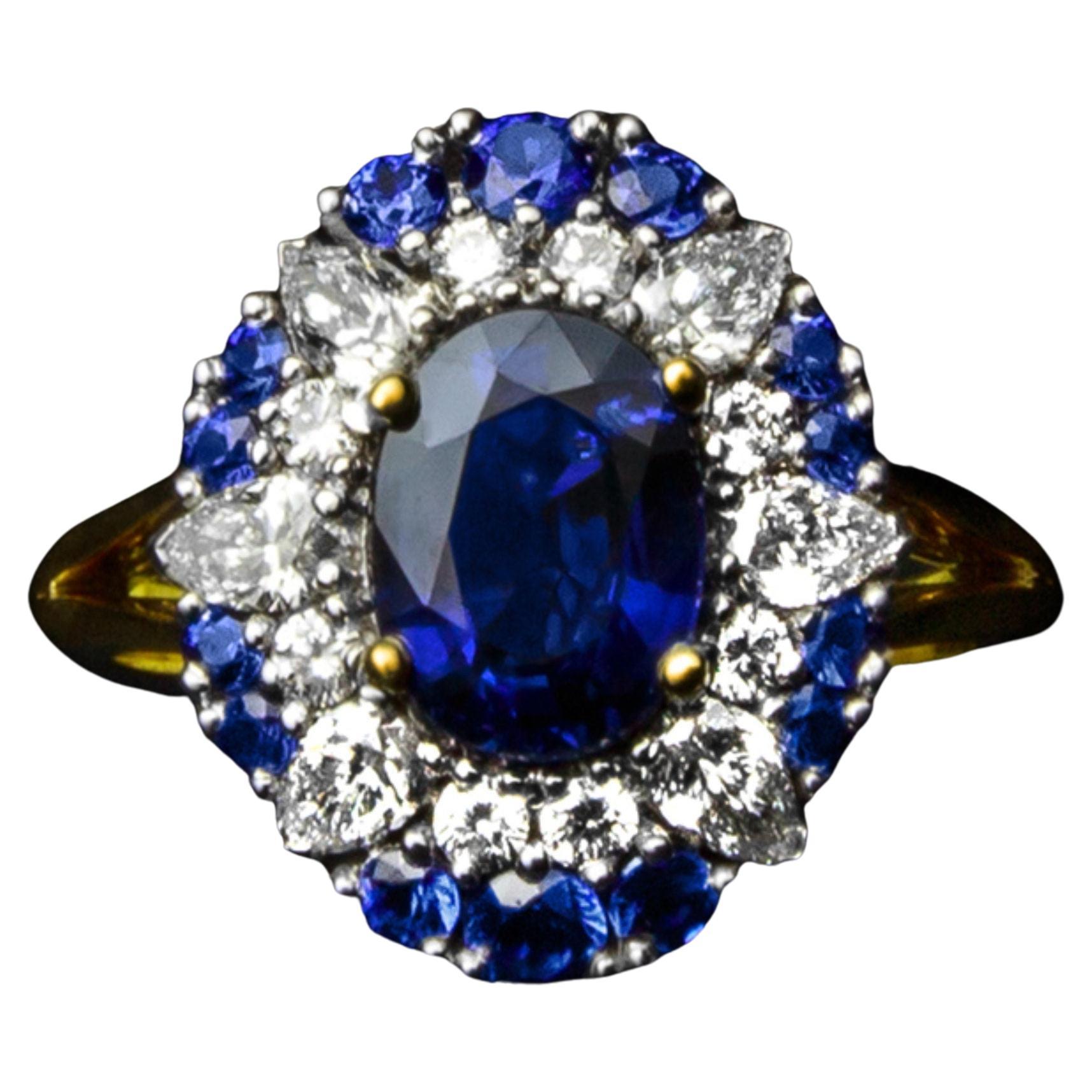 Customizable Halo Ruby Statement Ring, Natural Ruby Gold Wedding Ring