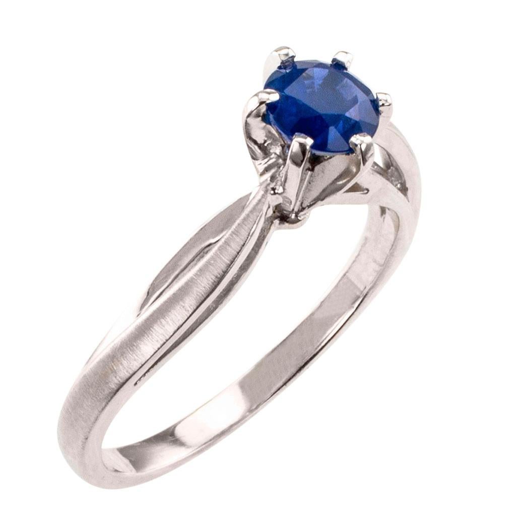 white gold engagement ring with sapphire