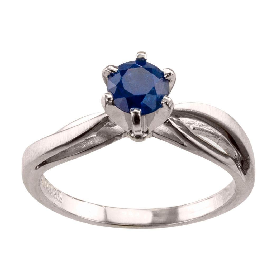 Sapphire 14k White Gold Six Prong Engagement Ring