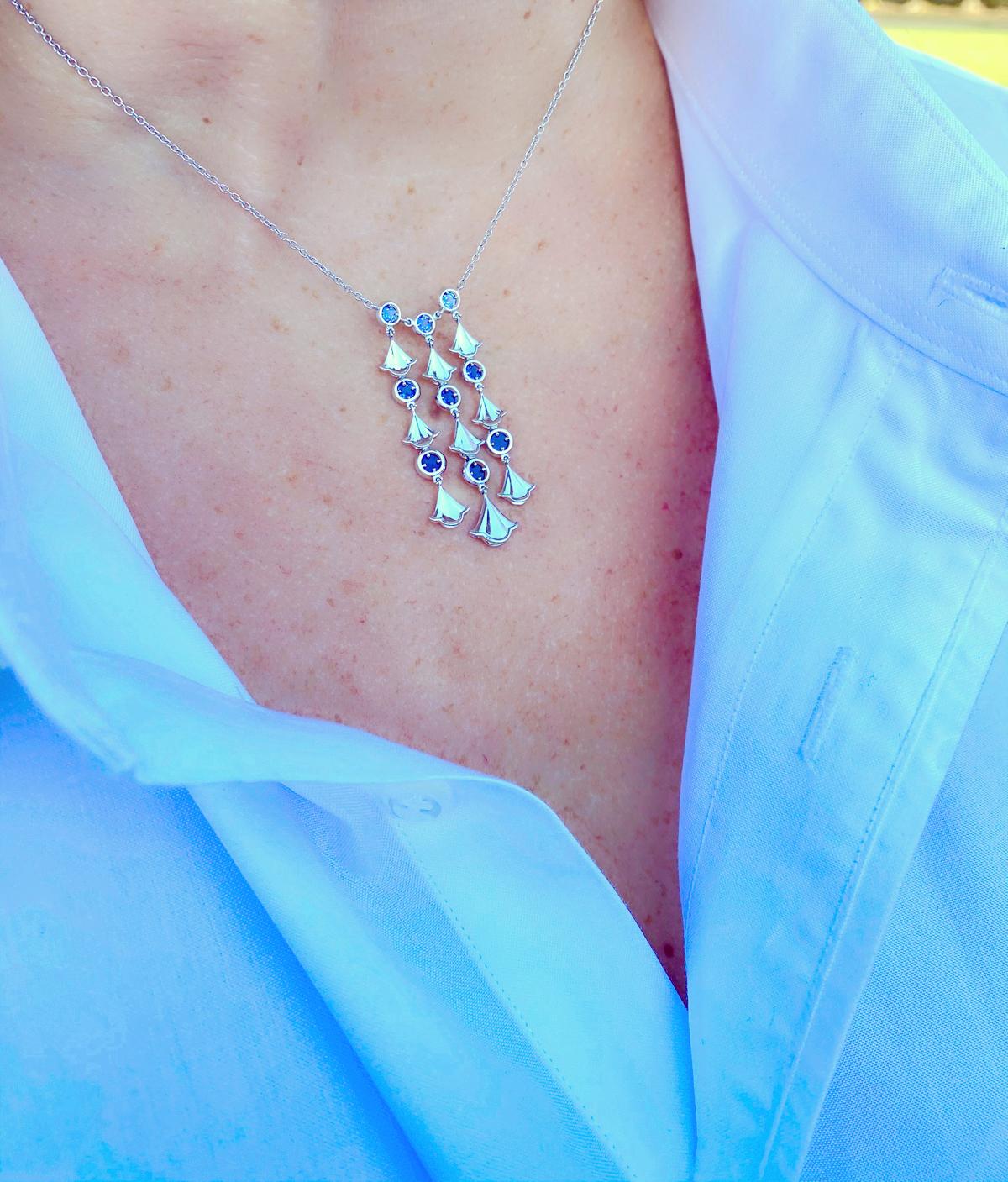 Sapphire and White Gold Necklace by Marina B. 2
