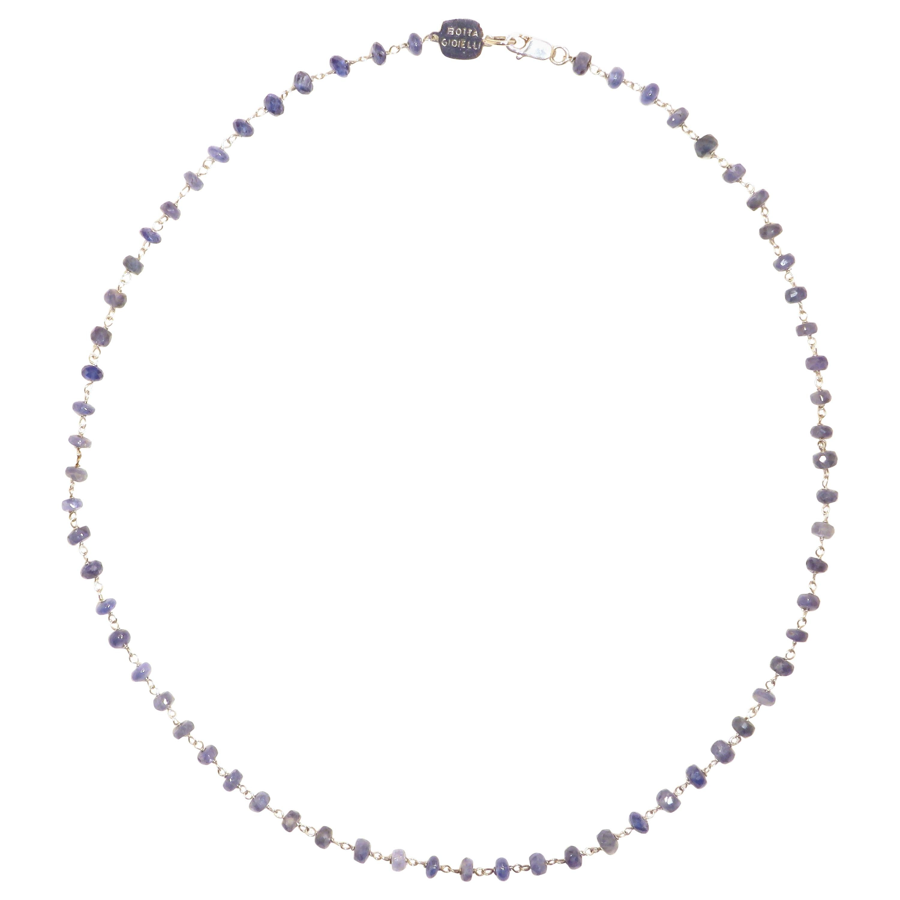 Sapphire White Gold Necklace Handcrafted in Italy by Botta Gioielli