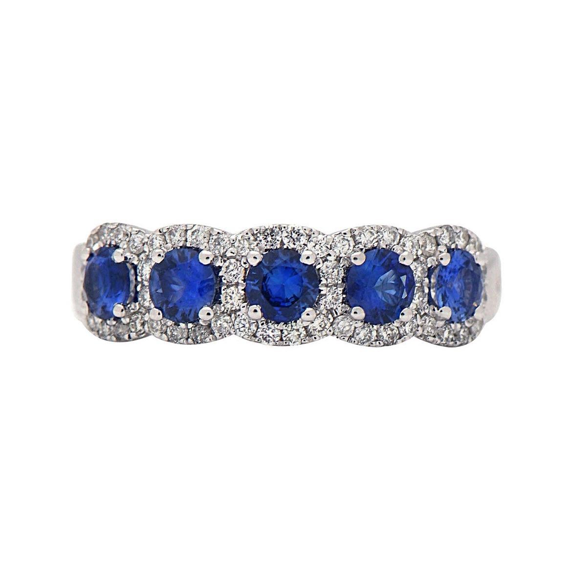 14KW Sapphire with Diamond Halo Ring