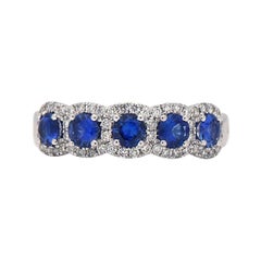 14KW Sapphire with Diamond Halo Ring