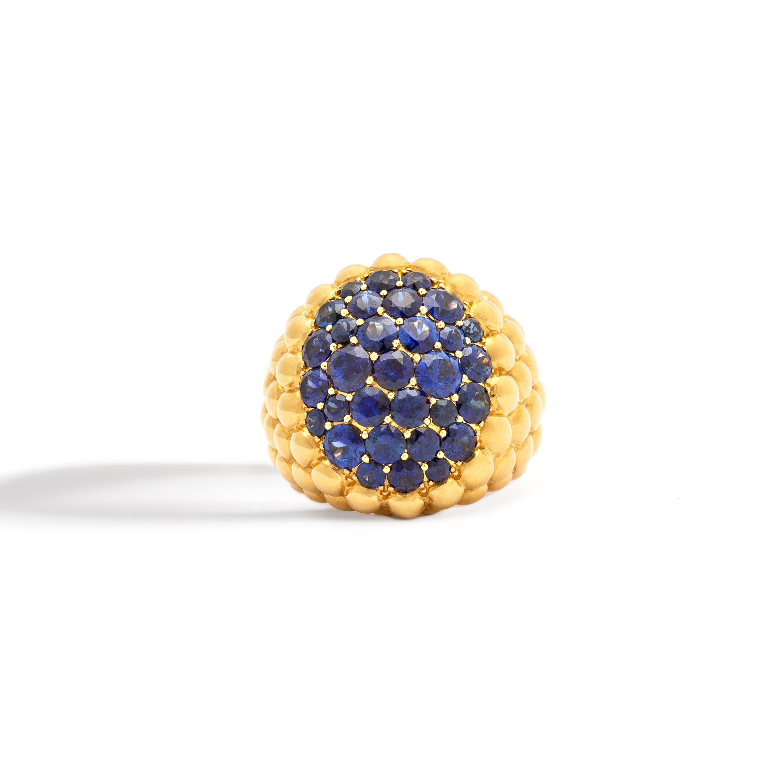 Aesthetic Movement Sapphire Yellow Gold Ring For Sale