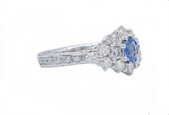 Sapphire, Diamonds, Platinum Ring