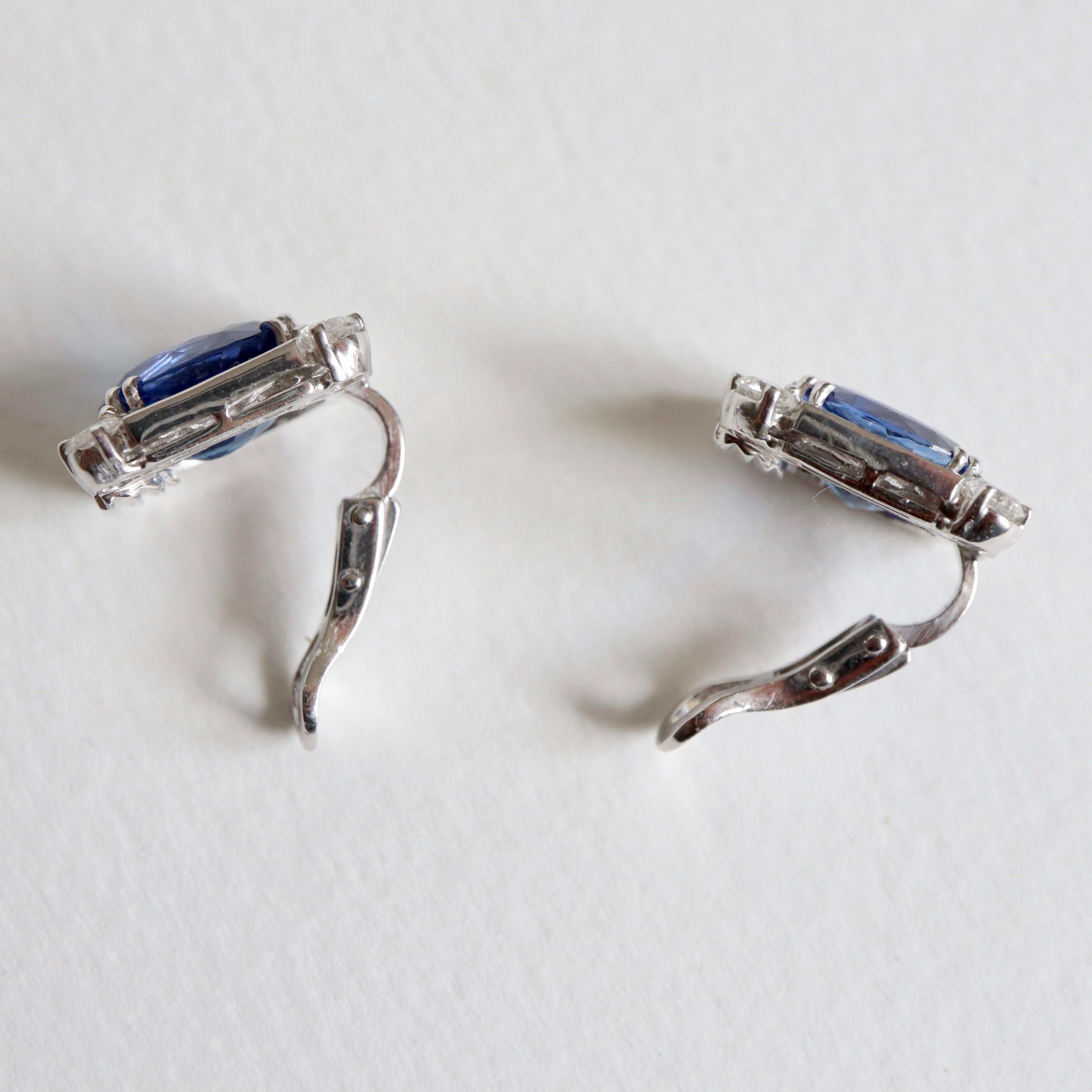 Sapphires 11 Carat Earrings in 18 Carat White Gold and Diamonds For Sale 3