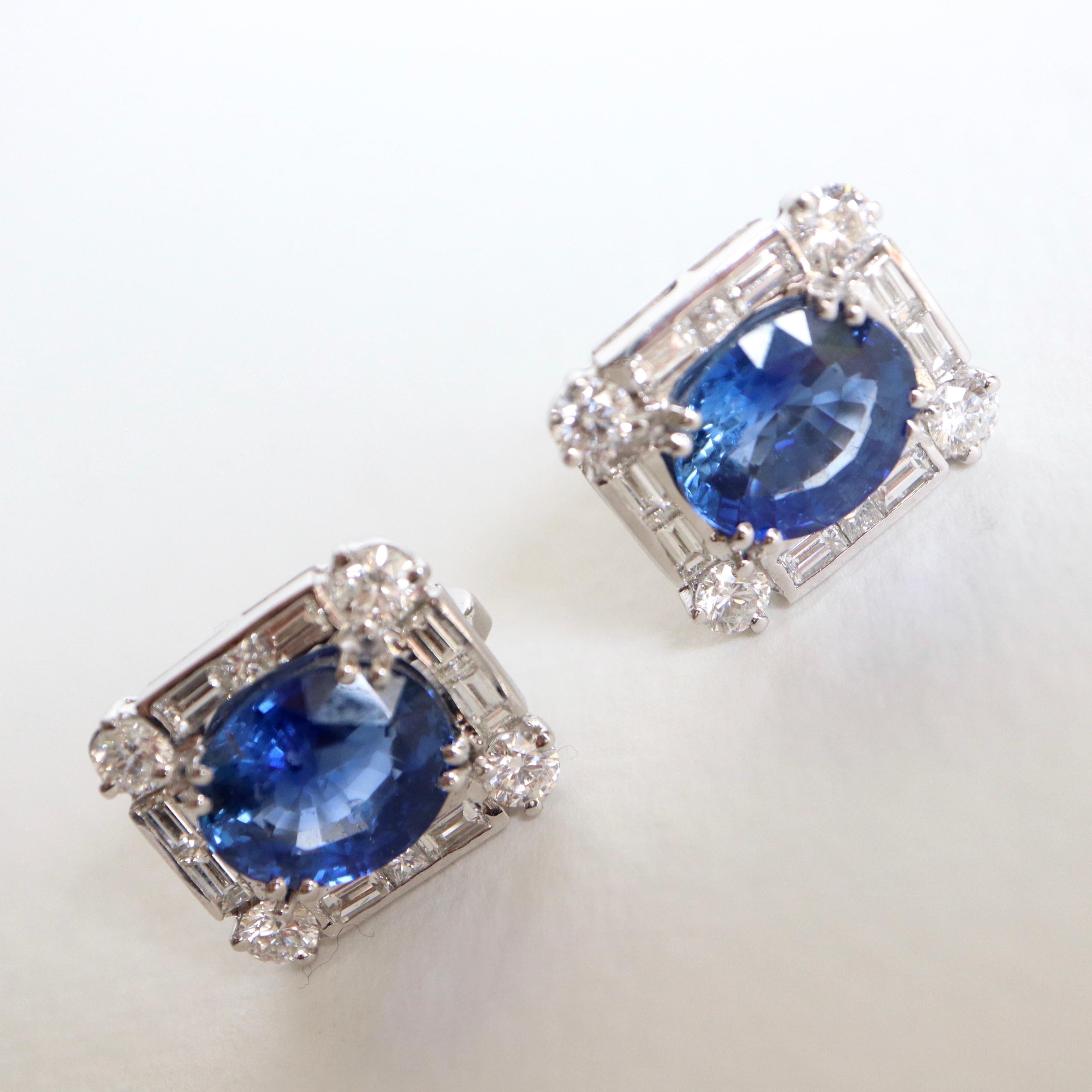 Sapphires 11 Carat Earrings in 18 Carat White Gold and Diamonds For Sale 4