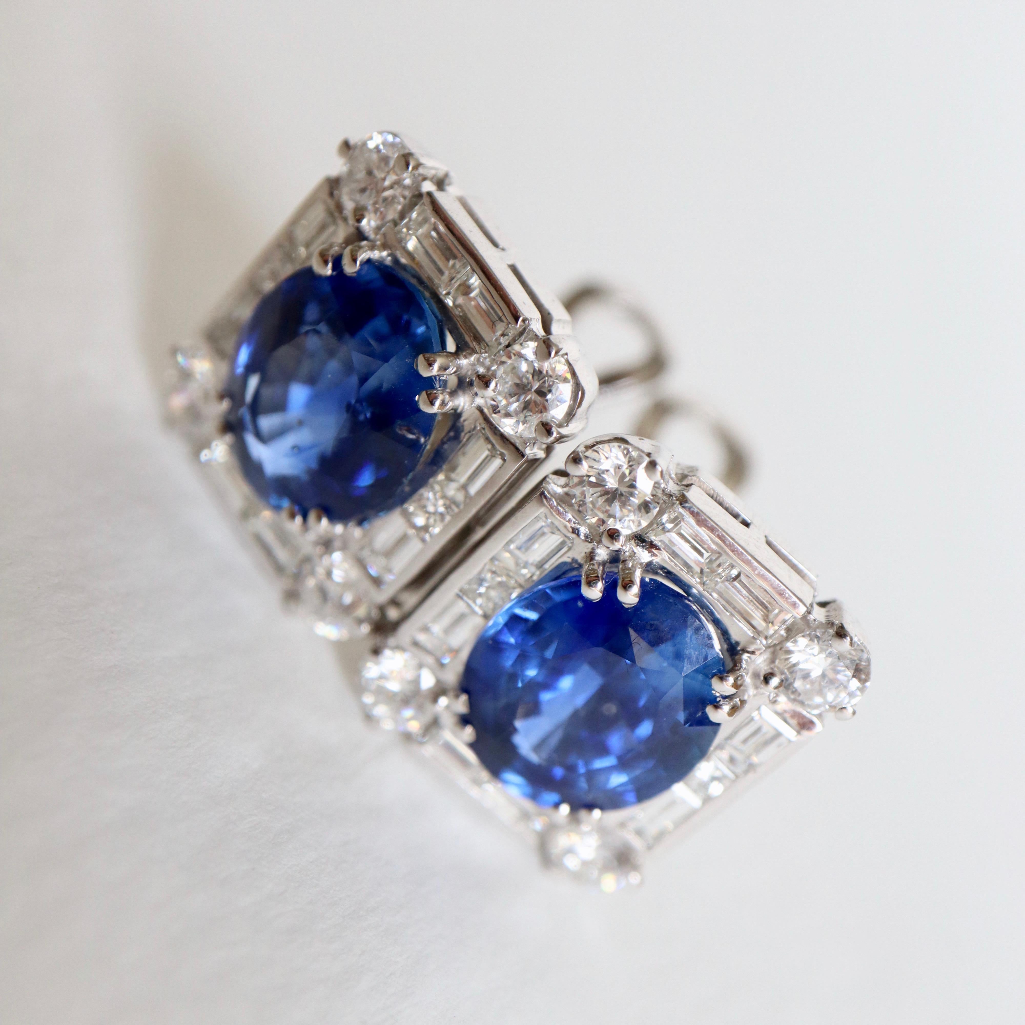 Sapphires 11 Carat Earrings in 18 Carat White Gold and Diamonds For Sale 5