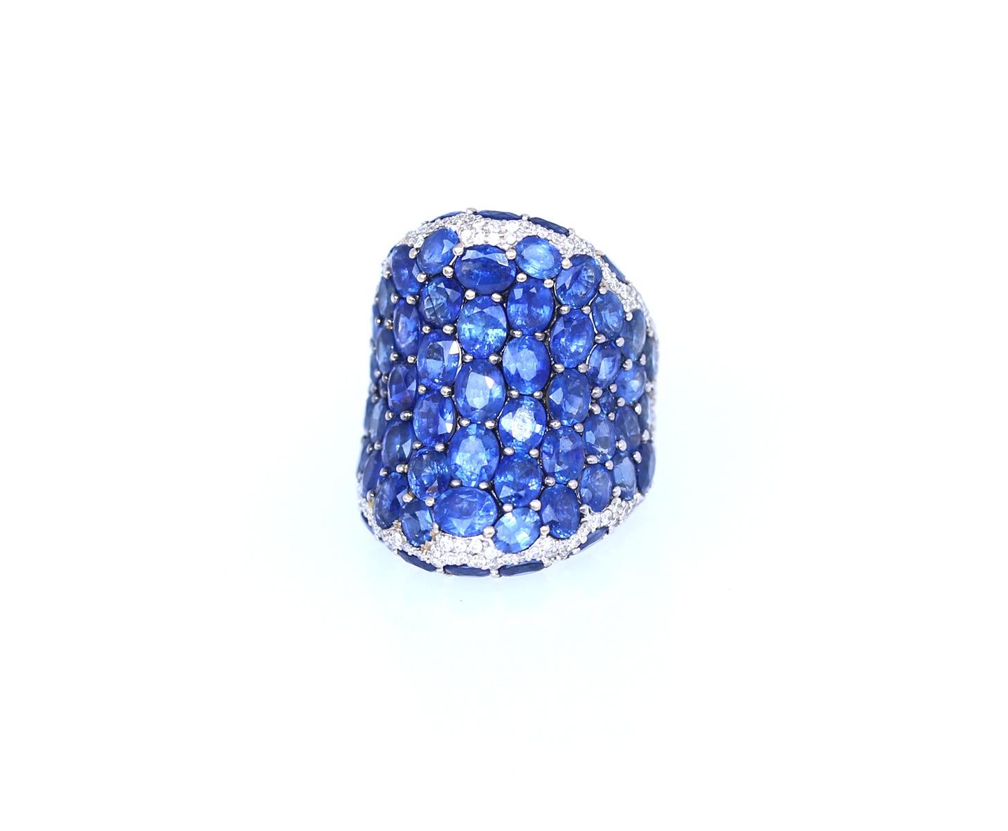 Saphire 17 Karat Diamanten Mode-Ring 18K Weißgold, 2000 im Angebot 5