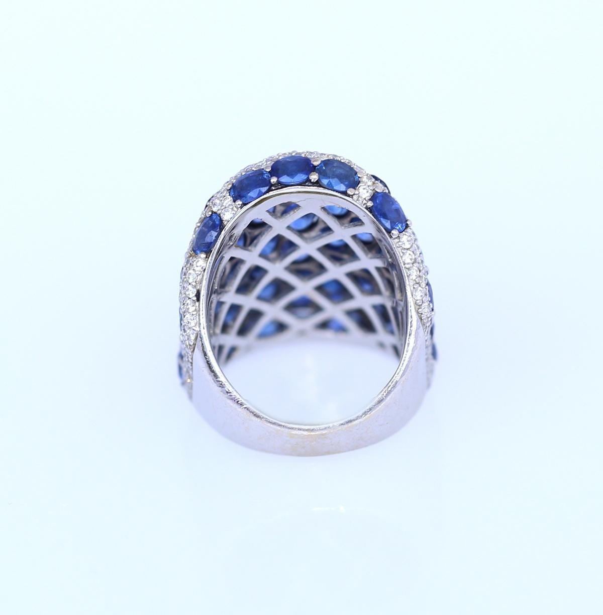 Saphire 17 Karat Diamanten Mode-Ring 18K Weißgold, 2000 Damen im Angebot