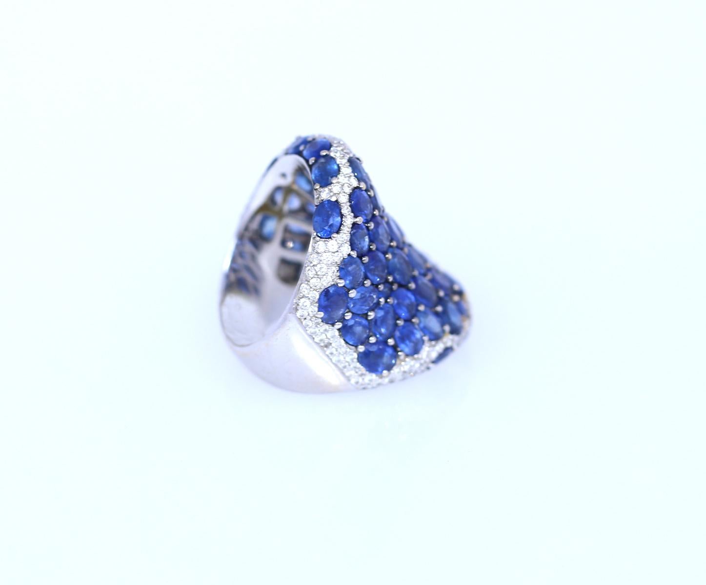 Saphire 17 Karat Diamanten Mode-Ring 18K Weißgold, 2000 im Angebot 1