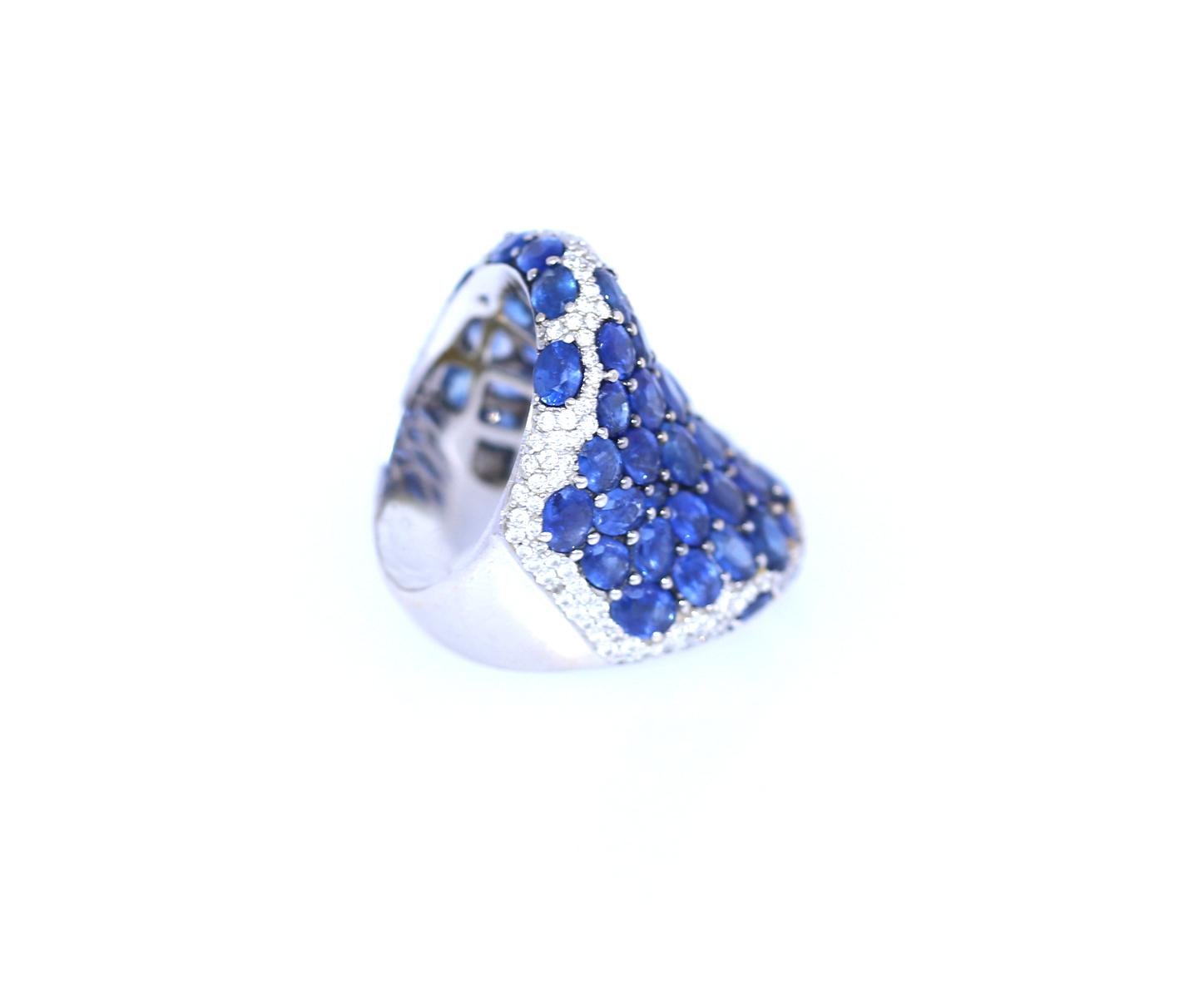 Saphire 17 Karat Diamanten Mode-Ring 18K Weißgold, 2000 im Angebot 3