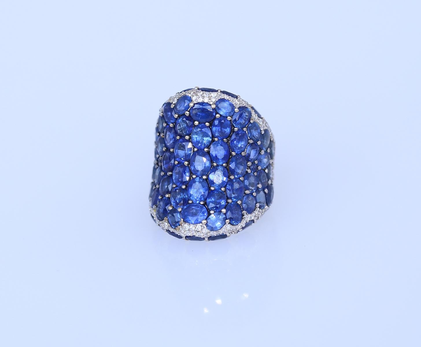 Saphire 17 Karat Diamanten Mode-Ring 18K Weißgold, 2000 im Angebot 4