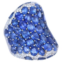 Zafiros 17 Quilates Diamantes Anillo Moda Oro Blanco 18K, 2000