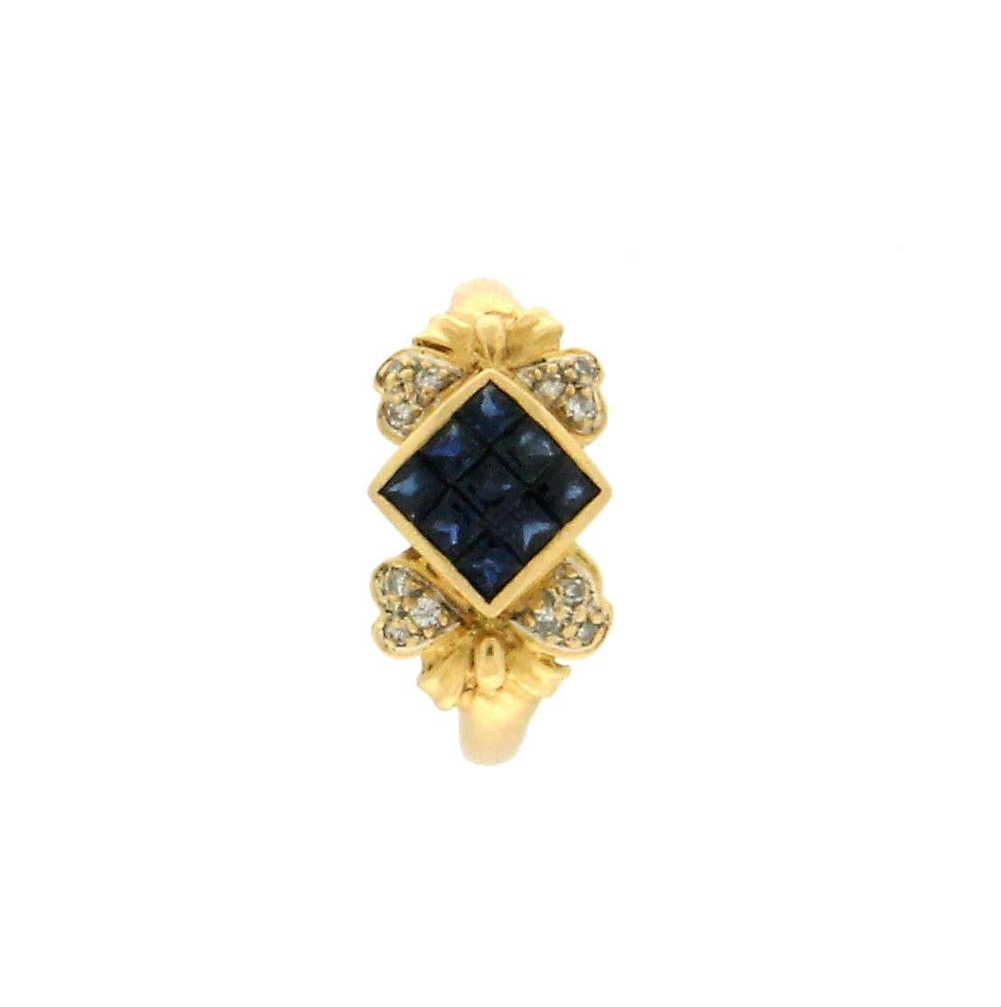 Sapphires 18 Karat Yellow Gold Diamonds Cocktail Ring In New Condition In Marcianise, IT
