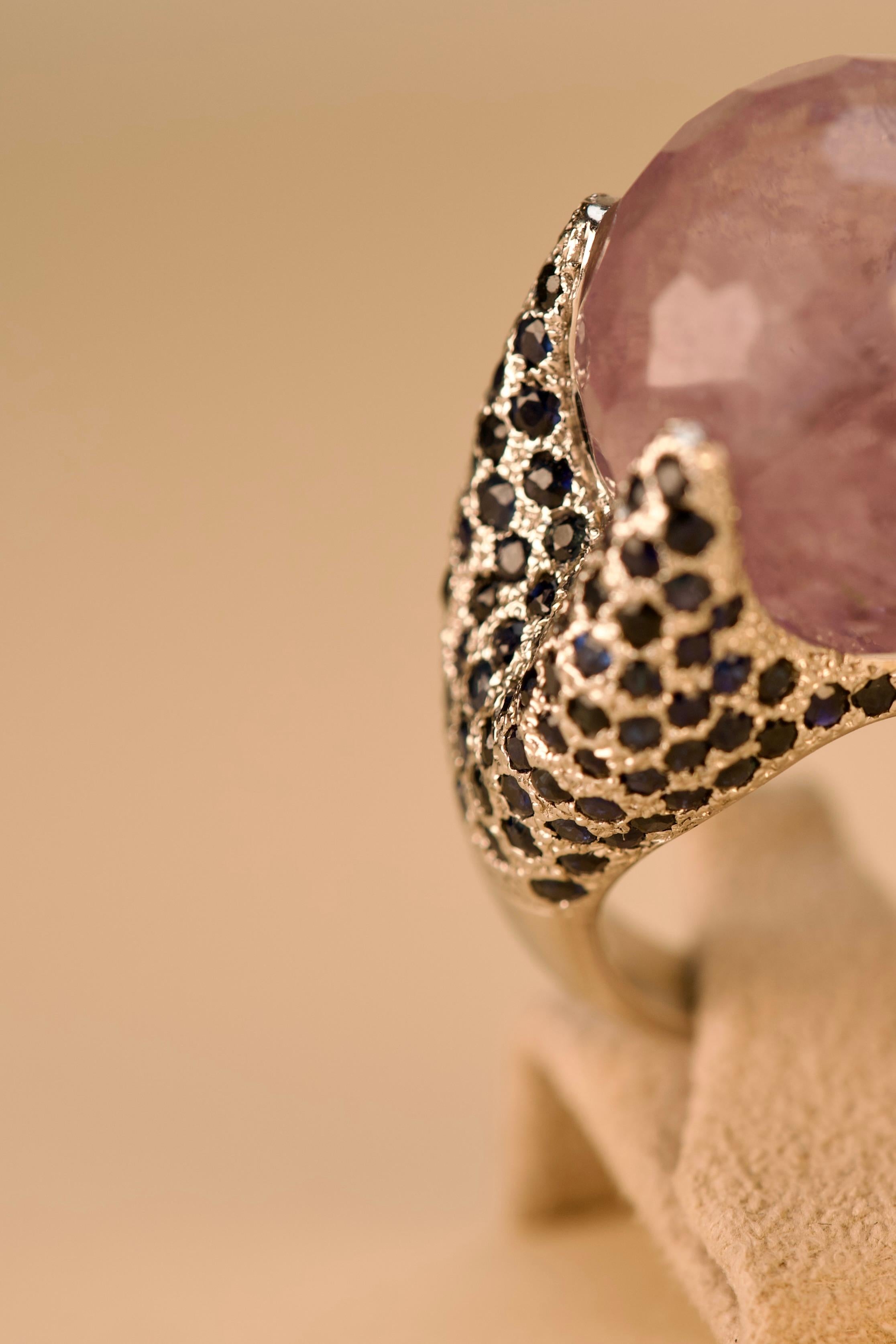 Bague en or blanc, saphirs et améthyste Bon état - En vente à Lisboa, PT