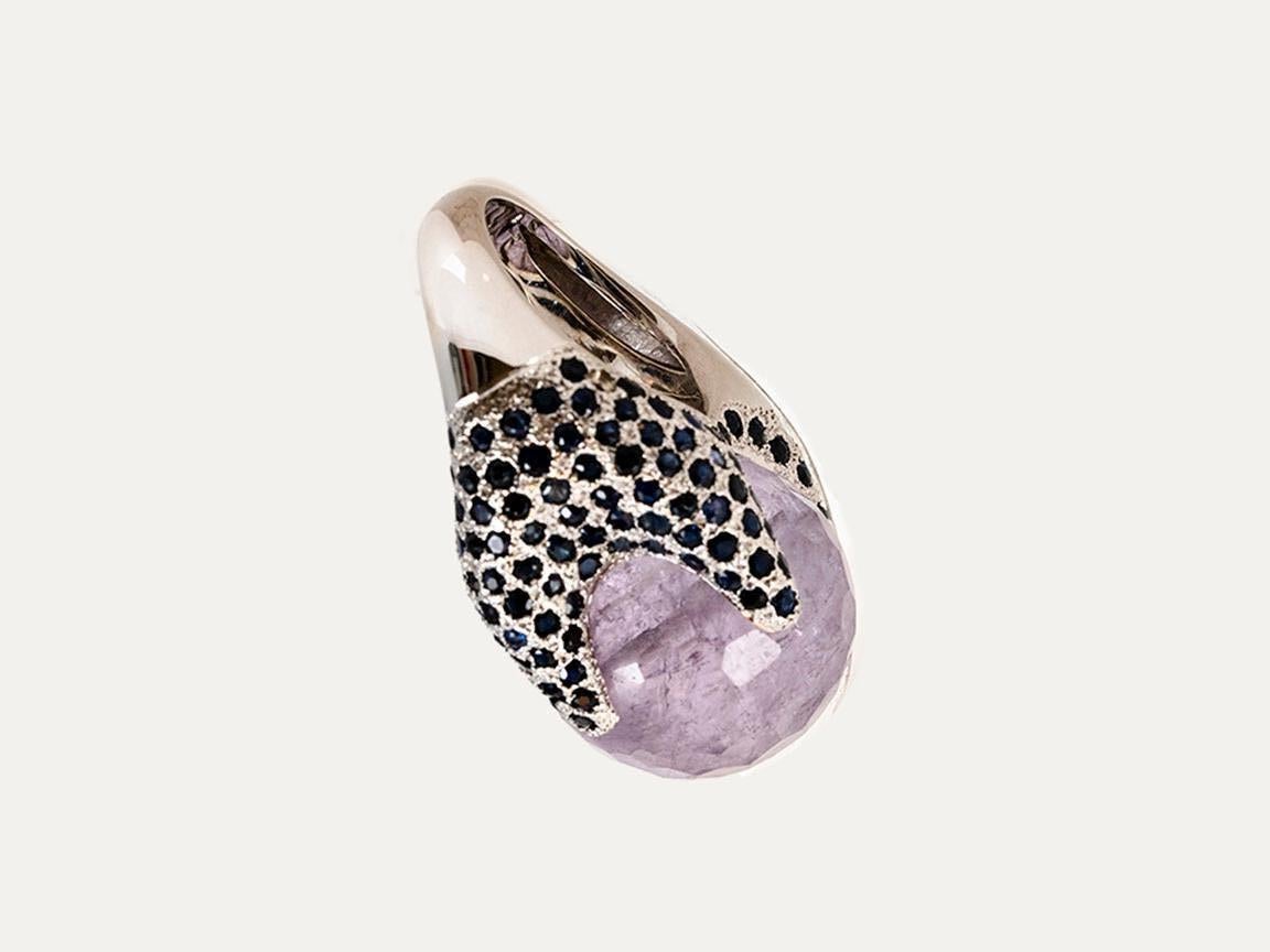Sapphires and Amethyste White Gold Ring In Good Condition For Sale In Lisboa, PT