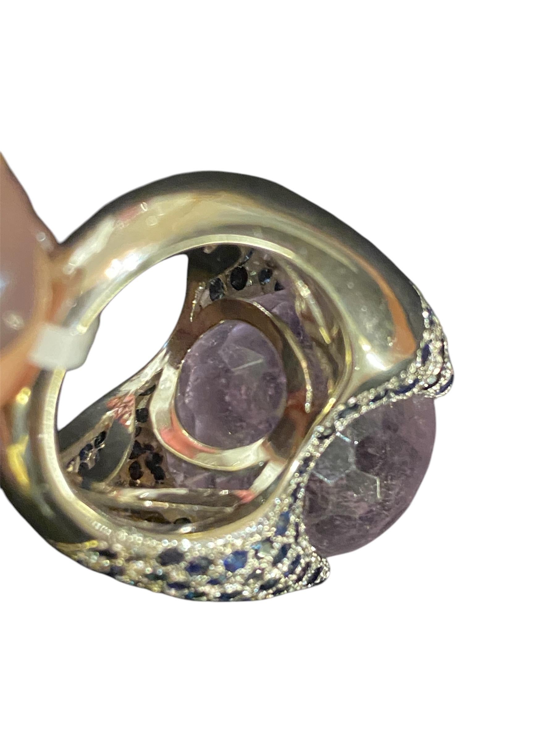 Sapphires and Amethyste White Gold Ring For Sale 1