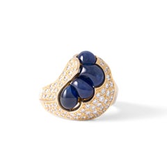 Sapphires and Diamond Gold Ring