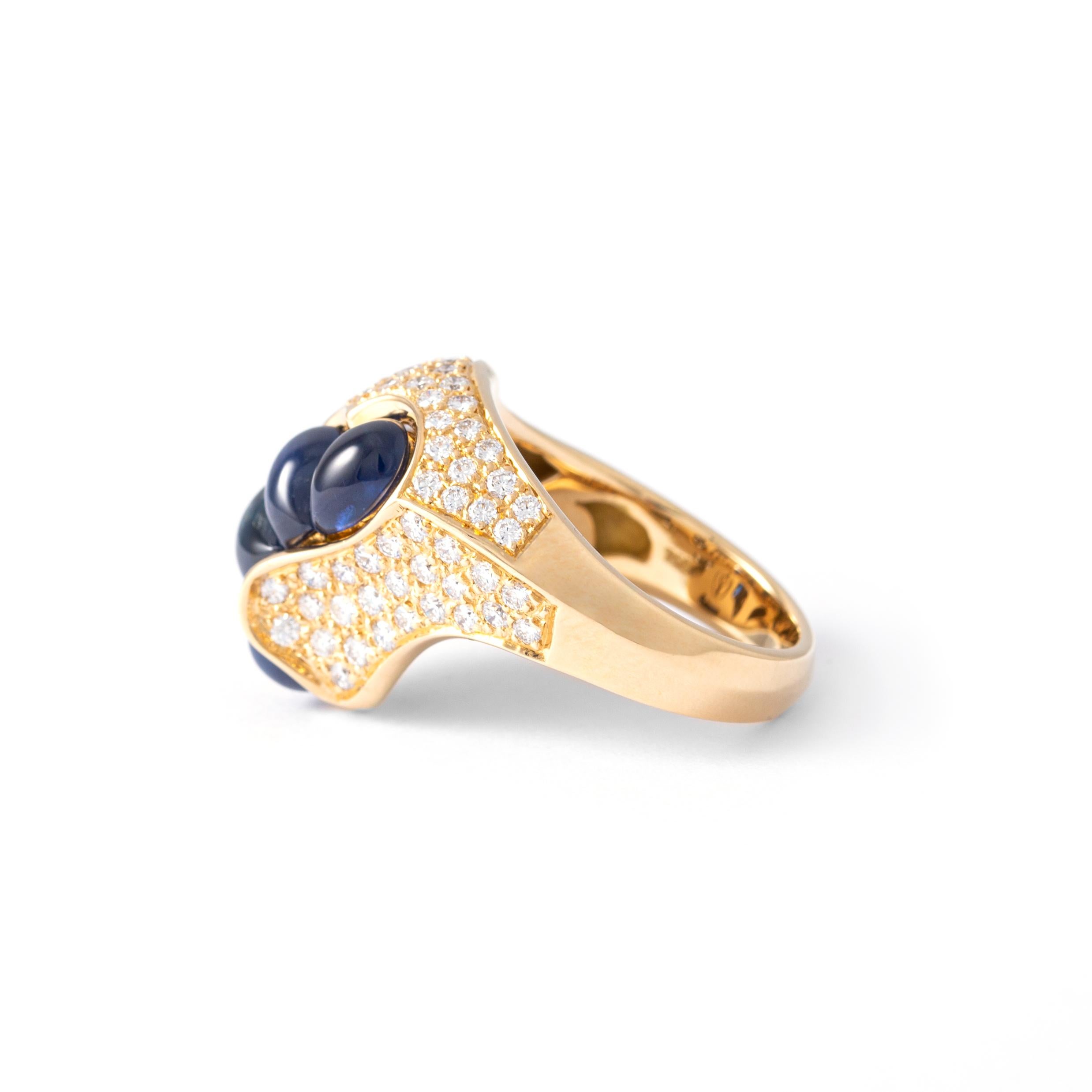 Sapphires and Diamond Gold Ring For Sale 2