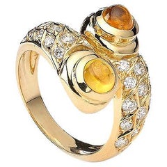 Gelber Saphir, Diamant und Gold Ring