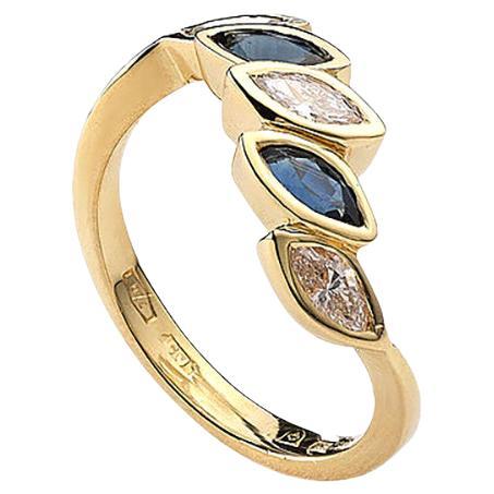 Sapphires and Diamond Gold Ring