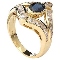 Sapphires and Diamond Gold Ring