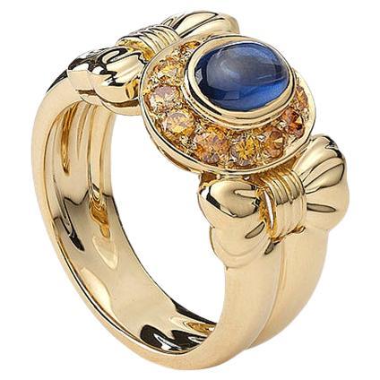 Sapphires and Diamond Gold Ring