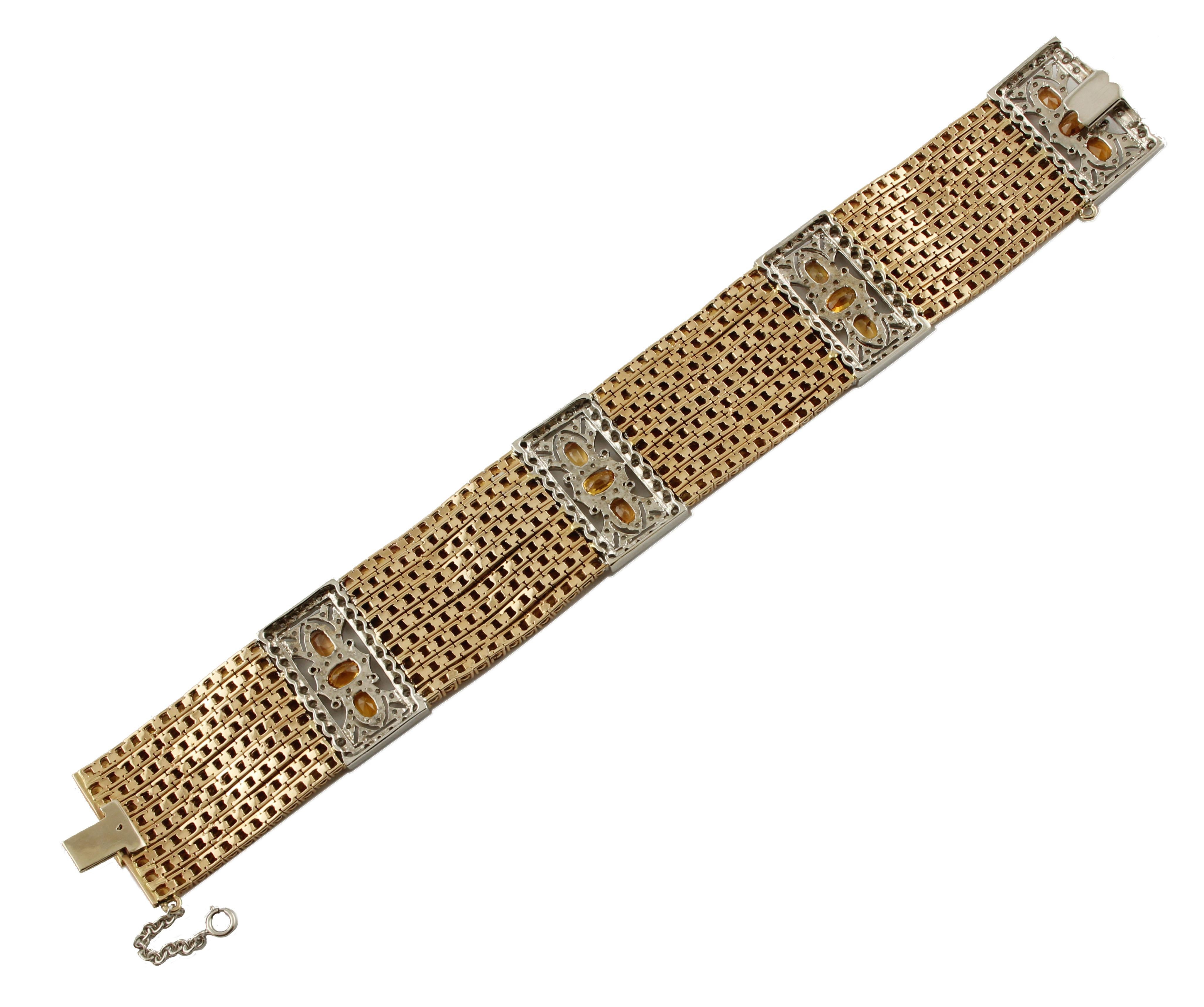 Mixed Cut Sapphires and Diamonds Beautiful Link Bracelet For Sale