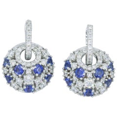 Interchangeable Sapphires Diamonds Hoop & Dangle Earrings 4.25 CTTW 18K 
