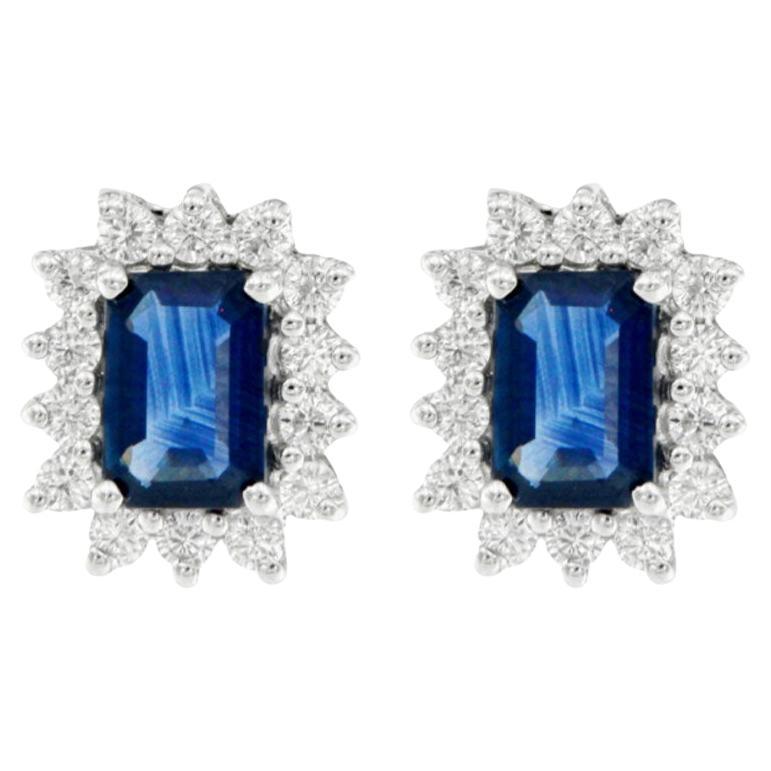 Sapphires and diamonds earrings For Sale