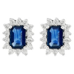 Sapphires and diamonds earrings