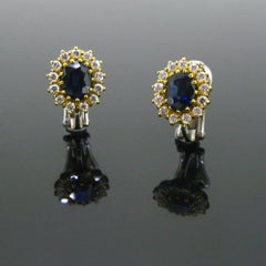Sapphires and Diamonds Gold Earrings