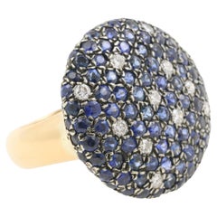 Sapphires and Diamonds Pavé on 18 Karat Rose Gold Cocktail Ring